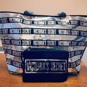 Victoria’s Secret sequin tote weekender bag